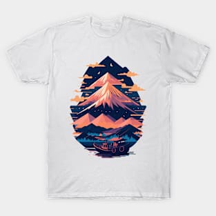 Serene Mount Fuji Sunset Peaceful River Scenery T-Shirt